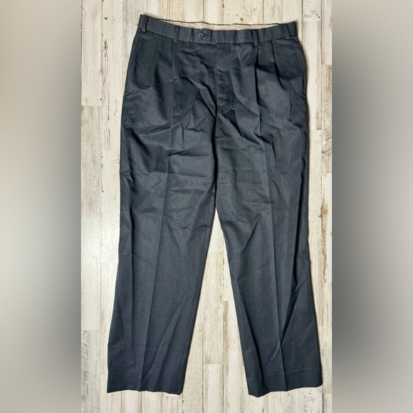 Brooks Brothers Dress Pants Gray Wool Pleated 34x32 - Picture 2 of 10